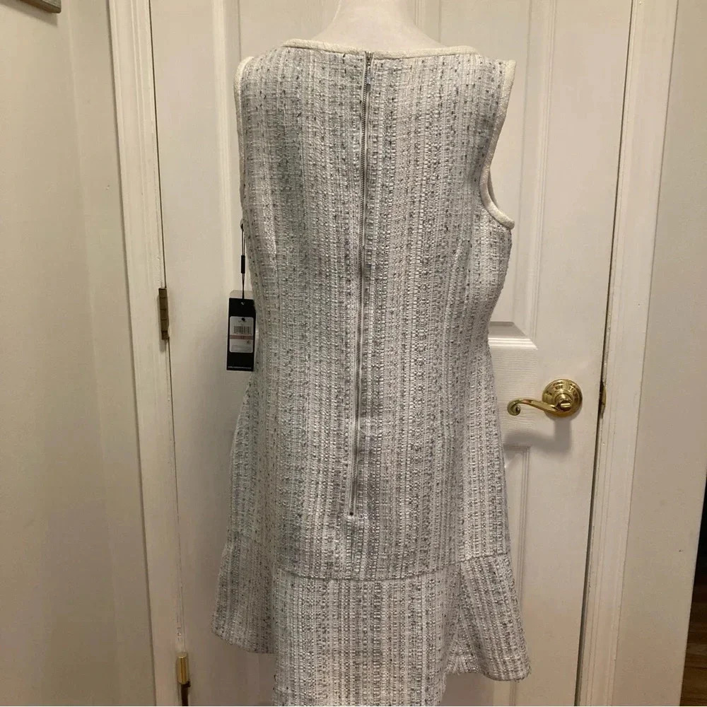 Karl Lagerfeld Women's Blue/White Sleeveless Tweed Size 12 Dress NWT - Picture 14 of 16